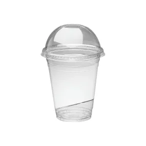 350ml Disposable PET Plastic Smoothie Cup with Dome Lid and Hole 10pack