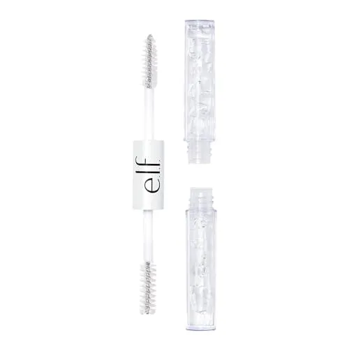 e.l.f. Clear Brow & Lash Mascara, Dual-Sided Clear Brow Gel & Mascara For Groomed Brows & Lashes, :Long-wear Formula, Vegan & Cruelty-Free,0.084 Fl Oz