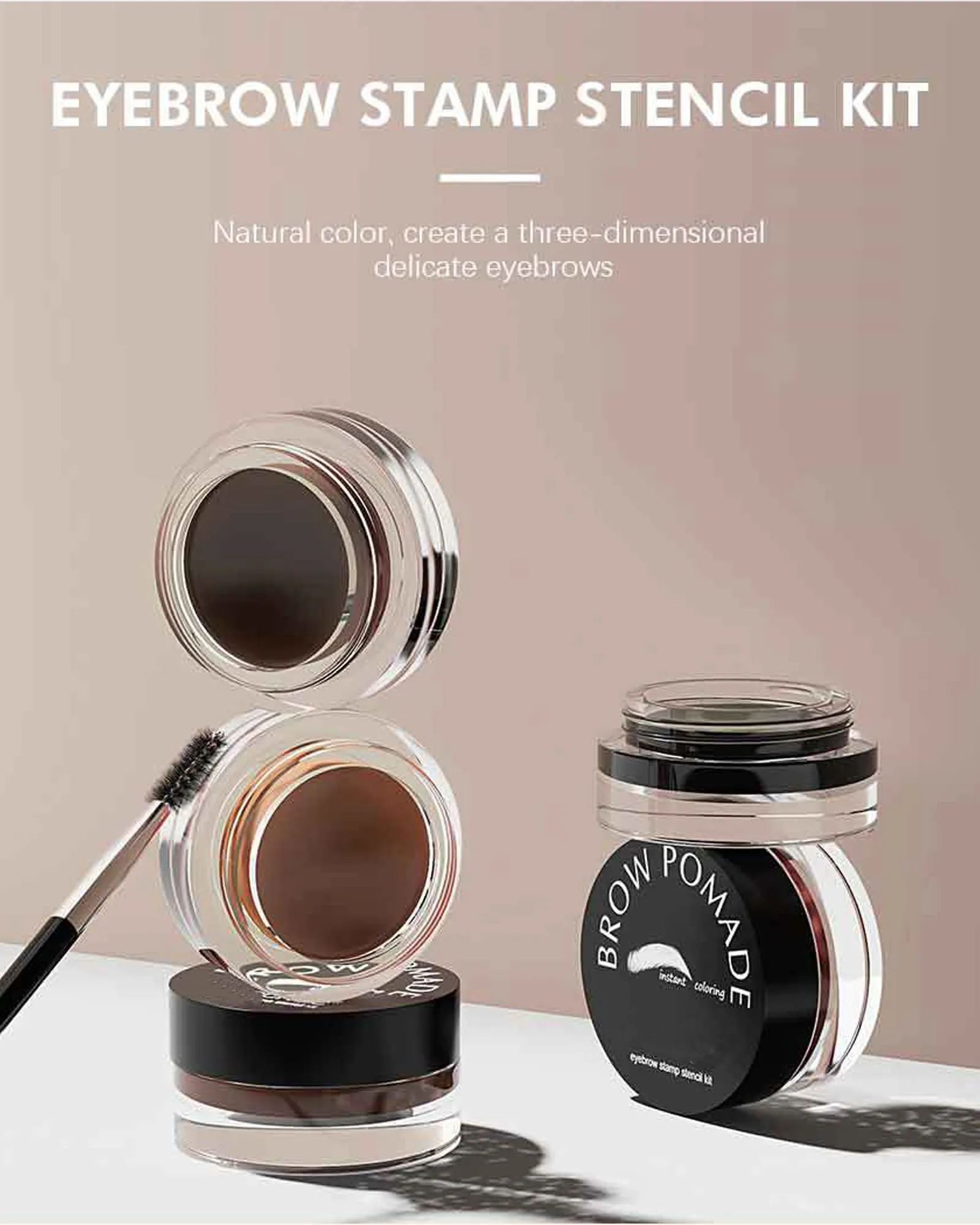 Eyebrow Stamp and Eyebrow Stencil Kit- 16in1 Waterproof Brow Cream Gel Stamping & Eyebrow Seting Wax Glue with Brow Tool,Brow Filler Brow Pomade Stamp Trio Kit, Eye Makeup for Women Girl-Light Brown