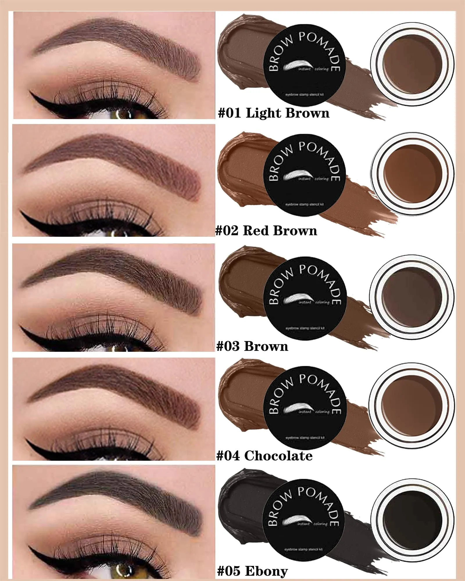 Eyebrow Stamp and Eyebrow Stencil Kit- 16in1 Waterproof Brow Cream Gel Stamping & Eyebrow Seting Wax Glue with Brow Tool,Brow Filler Brow Pomade Stamp Trio Kit, Eye Makeup for Women Girl-Light Brown